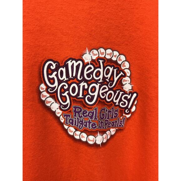 Gameday Gorgeous Longsleeve T-Shirt‎ Womens XL Gildan Tailgate Pearls Orange - Picture 5 of 7